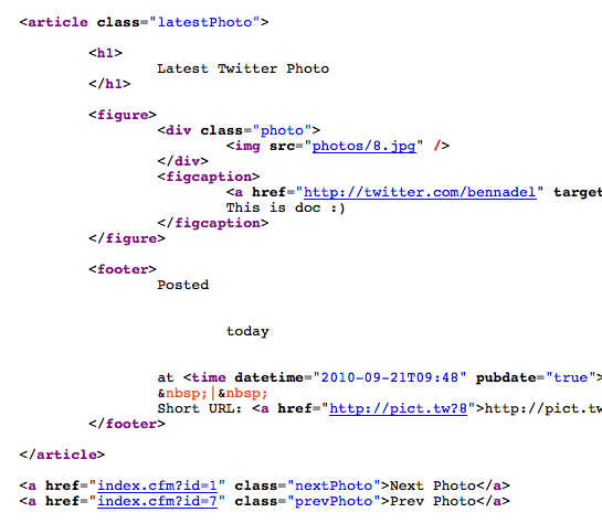 Show Me Your Tweets HTML5-Based Markup.