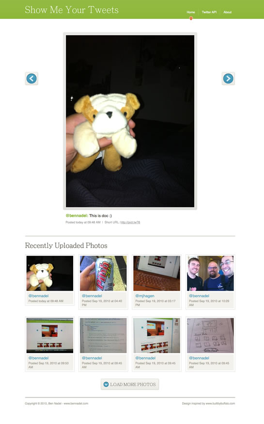 Show Me Your Tweets - Twitter Photo Upload Demo Site.