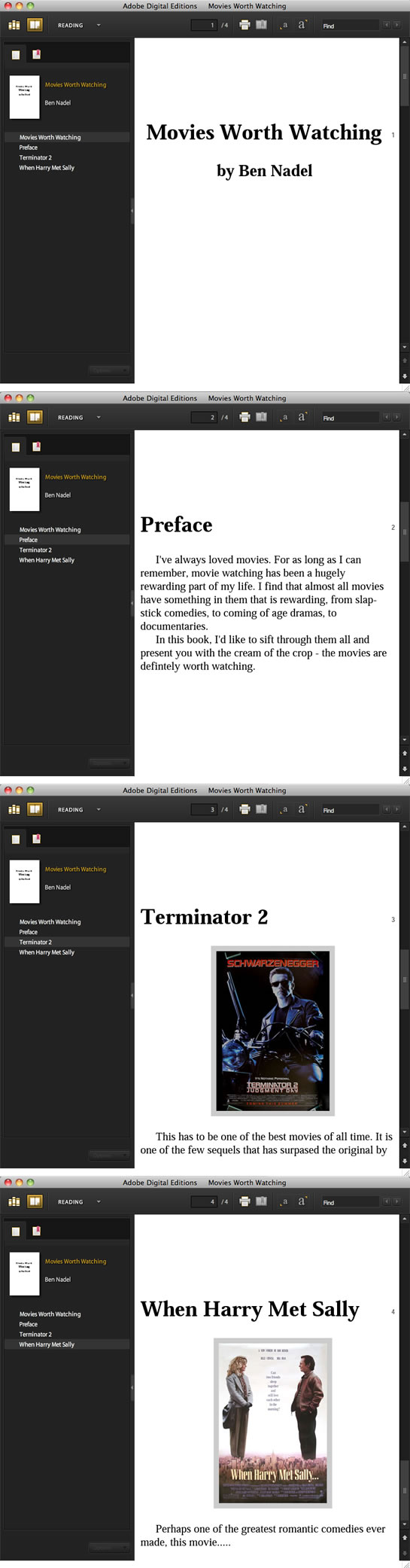 Movies Worth Watching - An ePub book generated by ColdFusion and Ben Nadel.